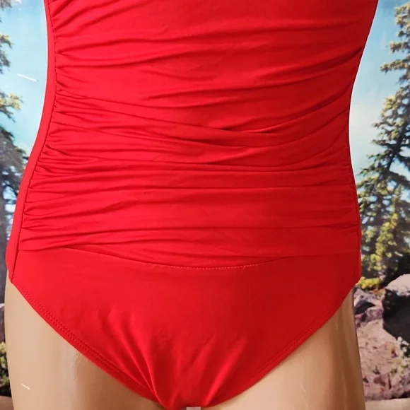 LA BLANCA RED SWIMSUIT ONE PIECE WOMAN SIZE 8 - Picture 3 of 12